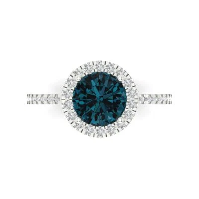 Anel de noivado vintage corte redondo 1,8 tcw, ouro branco 14K topázio presente de noiva - Imagem 1 de 4