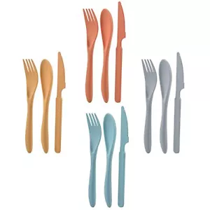 Knives Spoons And Forks Set Wheat Straw Cutlery Set Reusable Flatware Set For 4  - Picture 1 of 7