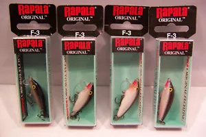 4pz RAPALA ORIGINALE ARGENTO ESCA F-3 ESCHE DA PESCA GALLEGGIANTI 3cm 1-1/2" 2g 1/16oz - Foto 1 di 2
