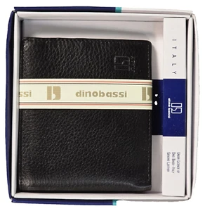Dino Bassi Italy Men's Black Leather Wallet Billfold, New With Box - Picture 1 of 5