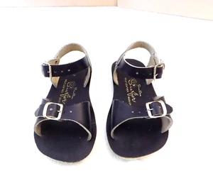 Salt Water SUN SAN Surfer Navy Blue Leather Sandals Sz 9 Girls Toddlers - Picture 1 of 7