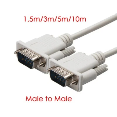 DB9 Serial Cable 9 Pin RS232 Male to Male PC Converter Extension Cable - Image 1 of 4