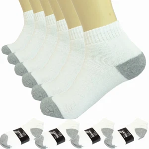 3-12 Pairs Ankle Quarter Crew Mens Sports Socks White 2 Tones Cotton Size 9-13 - Picture 1 of 5