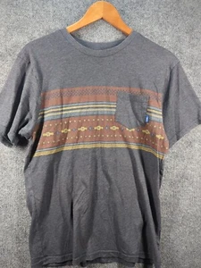 Vans Premium Mens M Short Sleeve T Shirt Pocketed Striped Gray Brown - Picture 1 of 6