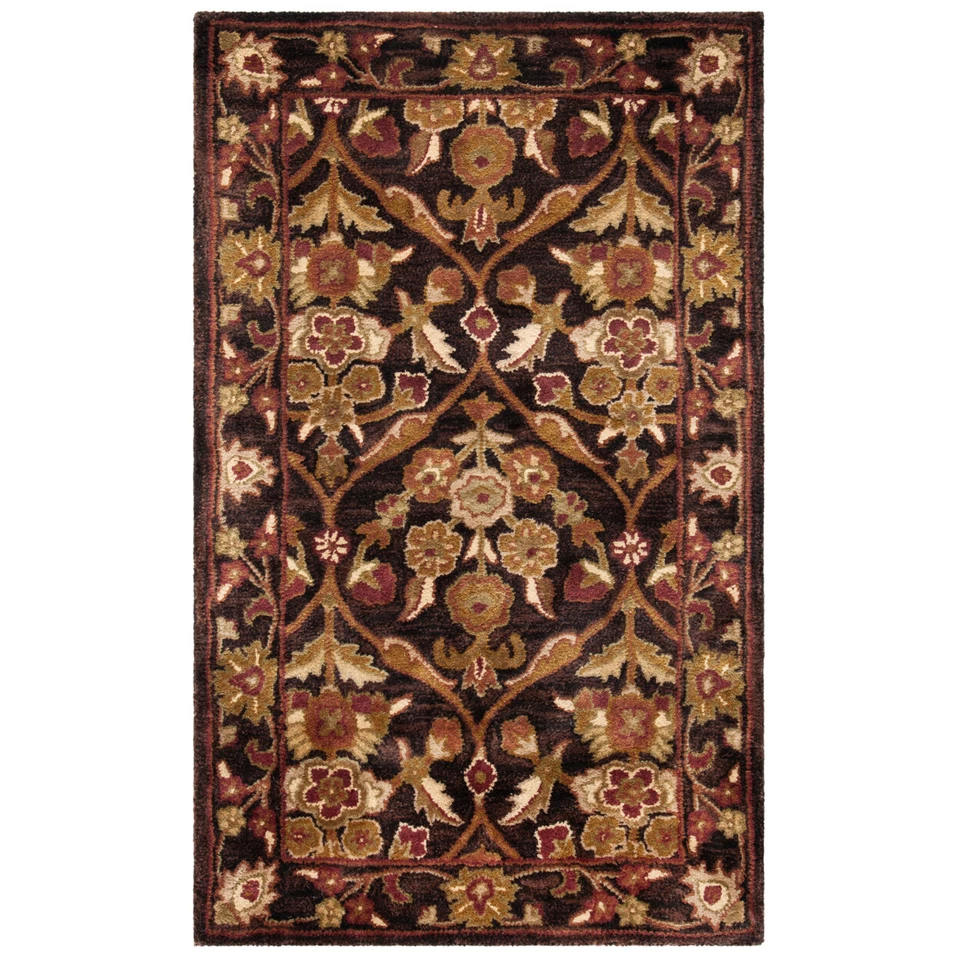 SAFAVIEH Handmade Antiquity Manda Traditional Oriental Wool Dark Plum/Gold 3' x