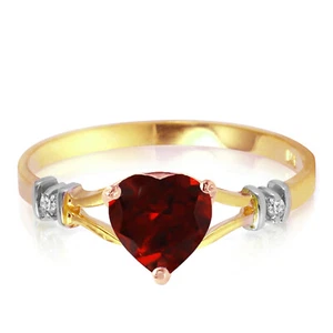 0,47 TCW 14k massives Gold roter Granat Edelstein Ring mit natürlichem Diamant Größe 5-11 - Bild 1 von 7