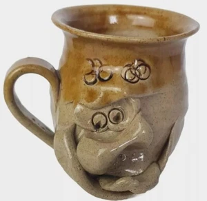 HANDMADE Pretty Ugly Mug Stoneware Brown Glaze Made In Wales H9cm Vgc - Picture 1 of 11