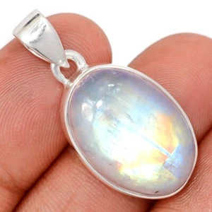 Natural Rainbow Moonstone - India 925 Sterling Silver Pendants Jewelry CP74486 - Picture 1 of 1