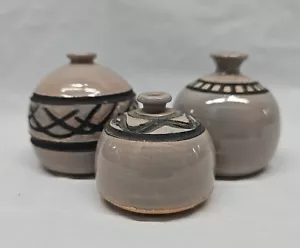 Minature studio pottery vases Weedpots marked AA 2.25 INCH SET OF 3 MINI VASES - Picture 1 of 23