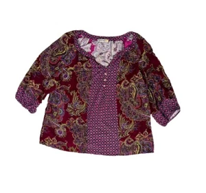 Blusa Figueroa & Flower para mujer talla 2X púrpura multicolor calce relajado como nueva - Imagen 1 de 3