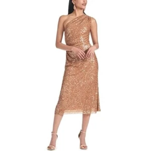 Sachin & Babi NWT Carmen Sequin One Shoulder Midi Dress in Honey Size 8 MSRP$465 - Picture 1 of 7