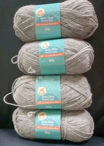 Baby Bliss Merino 4ply 4 x 50g Balls Pure Wool 4 Ply Grey Baby Knitting Wool - Picture 1 of 7