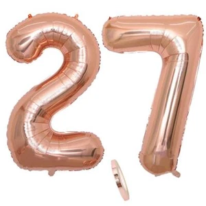 2 Luftballons Zahl 27 Nummer 27 Luftballon Rosegold Mädchen40" Aufblasbar Hel... - Bild 1 von 7