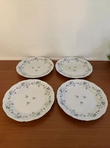Lot 4 Johann Haviland BLUE GARLAND Dinner Plates 10” Platinum Trim Germany VTG - Picture 1 of 6