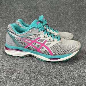 Asics Womens Gel Cumulus 18 T6C8N Silver Pink Green Running Shoes Sneakers Sz 9 - Picture 1 of 10