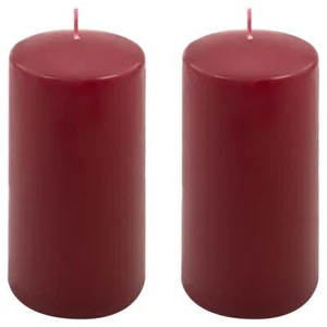 2er Set Stumpenkerze weinrot Höhe 15 cm Ø 7,5 cm lange Brenndauer Rund-Kerze - Bild 1 von 4