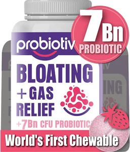GAS & BLOATING RELIRF FOR WOMEN 7 BILLION CFU – CHEWABLE PROBIOTICS & DIGESTIVE - Picture 1 of 6
