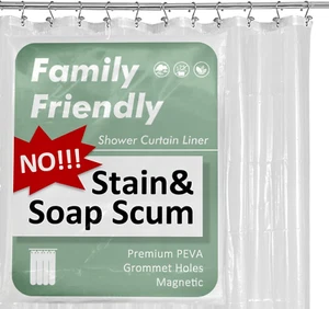 Plastic Shower Liner Clear - Premium PEVA Shower Curtain Liner with Rustproof Gr - Picture 1 of 37
