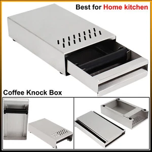 Non-Slip 304 Stainless Steel Drawer Style Coffee Knock Box W/Rubber Knocking Bar - Picture 1 of 12