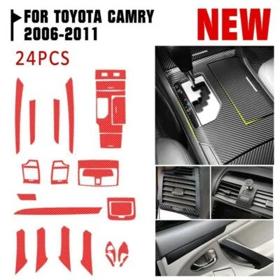 Fit Toyota Camry 2006-2011 Red Carbon fiber Car Interior Decor Kits Trim Sticker - image 1 of 4