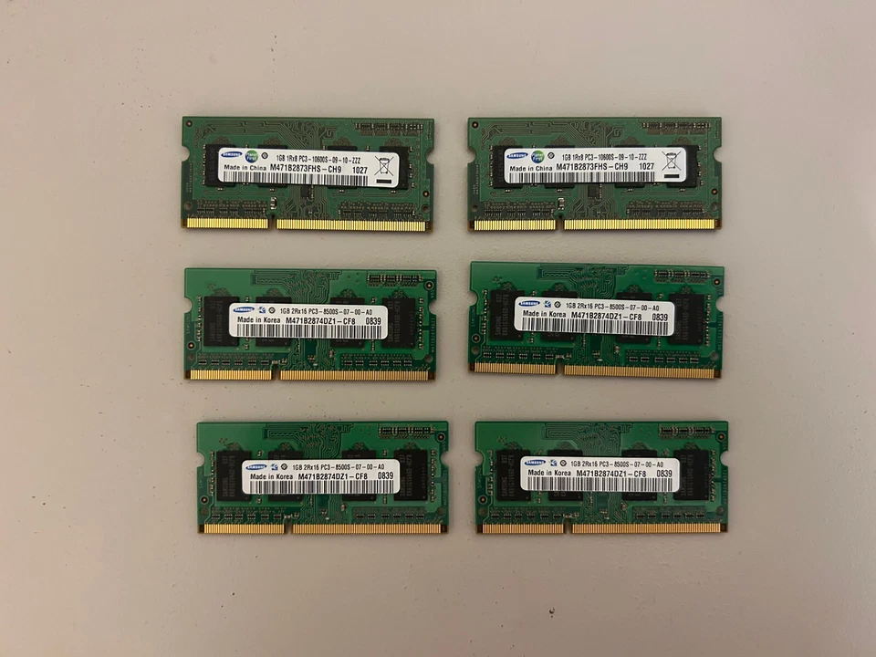 Samsung PC3-10600 (DDR3-1333)  1 GBx6 SO-DIMM 1333 MHz M471B2873FHS-CH9 - Image 1 of 1