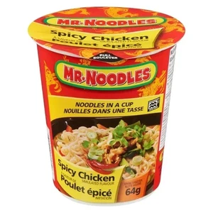 12 X Mr. Noodles instant Spicy Chicken Cups 64g / 2.2oz - FRESH from Canada - Picture 1 of 3