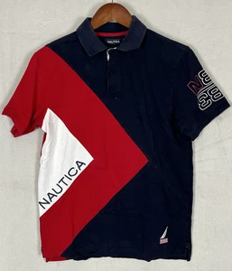 Nautica Vintage Poloshirt Small Navy Rot Weiß Farbe Kurzarm Baumwolle N83 - Bild 1 von 18