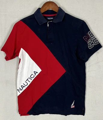 Nautica Vintage Polo Shirt Small Navy Red White Color Short Sleeve Cotton N83 - Image 1 of 4