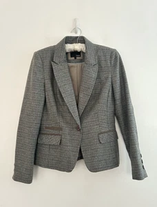 Next Jacket Women’s Wool Blend Elbow Patch Check Lined Single Button Blazer - 12 - Picture 1 of 9