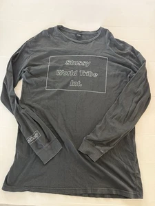 Vintage Y2K Stussy Gray Long Sleeve T-Shirt Punk Skater Hip Hop Mens Size Small - Bild 1 von 8