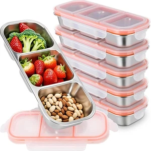 2/4/6Pcs Stainless Steel Snack Containers with Lids for Snacks Meal Prep Takeout - Picture 1 of 22