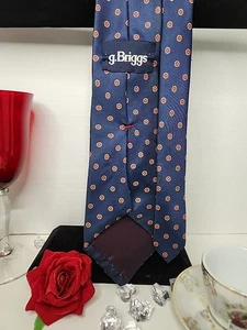g.Briggs Necktie Blue With Red And White Geometric Designs - Picture 1 of 17