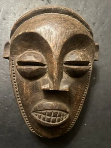 ANTIQUE AFRICAN ZAIRE ANCESTRAL MASK 10”1/2 X 7” - Picture 1 of 21