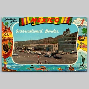 Postcard Greetings from Mexico International Border Tijuana 1966 - Picture 1 of 3