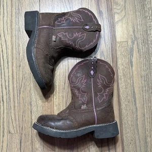 Justin Botas Gitanas Mujer Talla 7 B Vaquera Occidental Marrón Rosa Cuero L9903 - Imagen 1 de 13