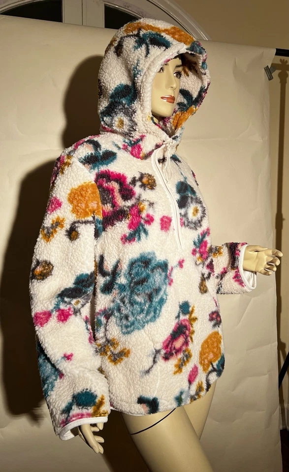 Sudadera con Capucha Anthropologie Saturday Sunday W Talla S Sherpa Floral Media Cremallera, Bolsillos 2015 Foto 1 de 4
