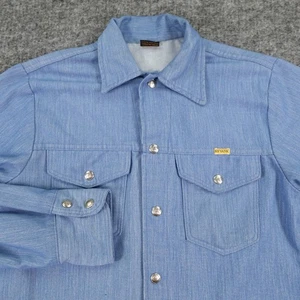 Vintage Big Yank Denim Western Shirt Mens Medium Pearl Snap Selvedge Workwear - Picture 1 of 15