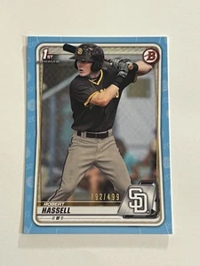 2020 1st Bowman Draft Robert Hassell Sky Blue Parallel /499 BD-39 Nationals - Picture 1 of 6