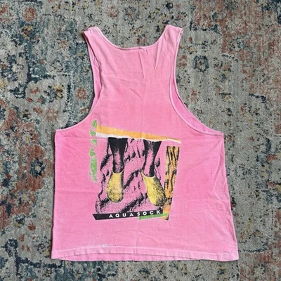 Camiseta sin mangas vintage de los 90 Gear Aqua Socks rosa promocional talla L Nike Stringer Foto 1 de 4