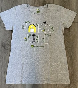 Camisa John Deere Farm Life Gris Para Mujer Talla 2XL Manga Corta Cómoda Básica - Imagen 1 de 7
