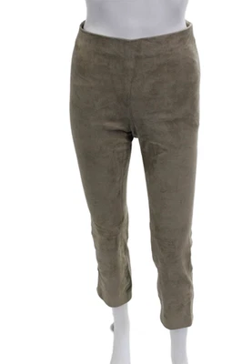 Vince Women Cropped Ankle Lamb Leather Pants Beige Zip Petite Size S - Image 1 of 4