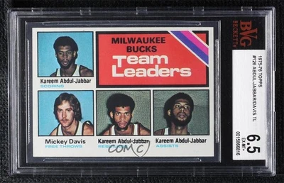 1975-76 Topps Team Leaders Kareem Abdul-Jabbar Mickey Davis #126 BVG 6.5 HOF - Image 1 of 2