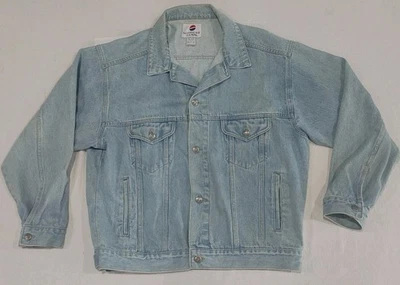 Vintage Pepsi Cola Denim Jacket Trucker Jean Logo Button Adult Size Large  - Image 1 of 4