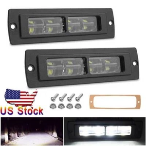 2x 7inch Flush Mount LED Work Light Bar Pods Fog Offroad Driving Spot Flood SUV - Picture 1 of 11