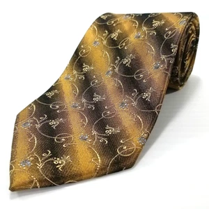 ENRO Platinum Luxury Tie Gold Gradient Striped Floral Pattern Silk Necktie - Picture 1 of 7