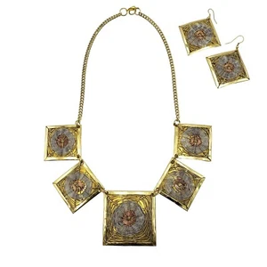 Boho Statement Necklace Pendant Three Tone African Jewelry Gypsy Hippie Fashion  - Picture 1 of 1