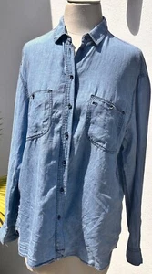 Massimo Dutti Denim Look Linen L/S Shirt Labelled EUR 38 / USA 6 - Picture 1 of 7
