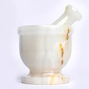 Vintage White Onyx Stone Mortar and Pestle Set, Herbs, Spices, Nuts Grinder, 4" - Picture 1 of 22