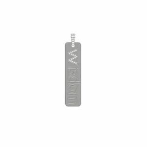 925 Sterling Silver Real Diamond Wisdom Word Initial Charm Tag Pendant Jewelry - Picture 1 of 3