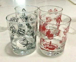 HOME ESSENTIALS CASINO CARD GAMES TUMBLERS SET OF 4 LARGE LASSES RED/BLACK *NEW* - Picture 1 of 5